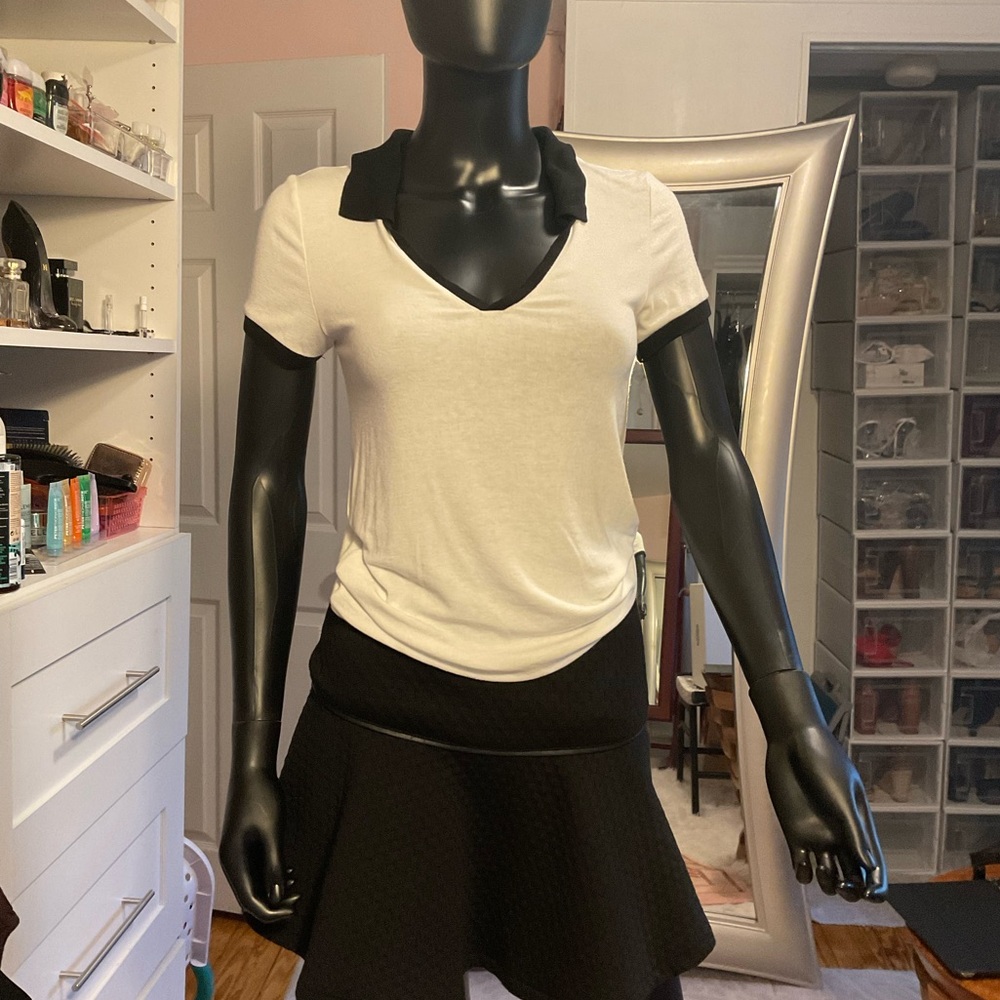 American Eagle black and white collared shirt small